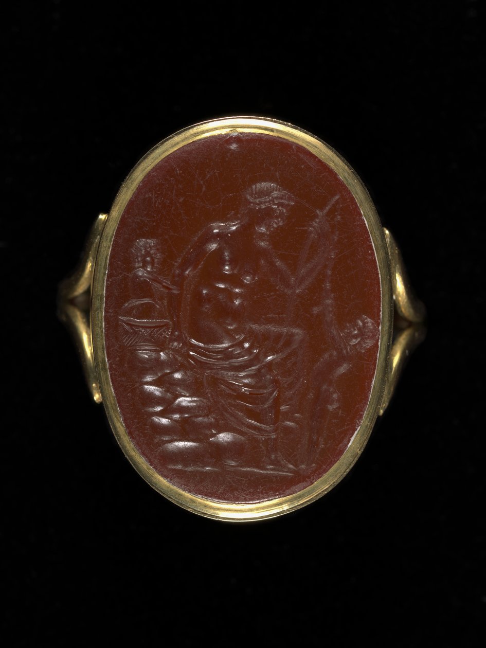 Ringsten föreställande Afrodite, ca 100-70 f.Kr. (karneol) av Aulos Aulos