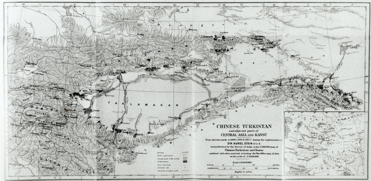 Karta över Kinesiska Turkestan, från Stein
