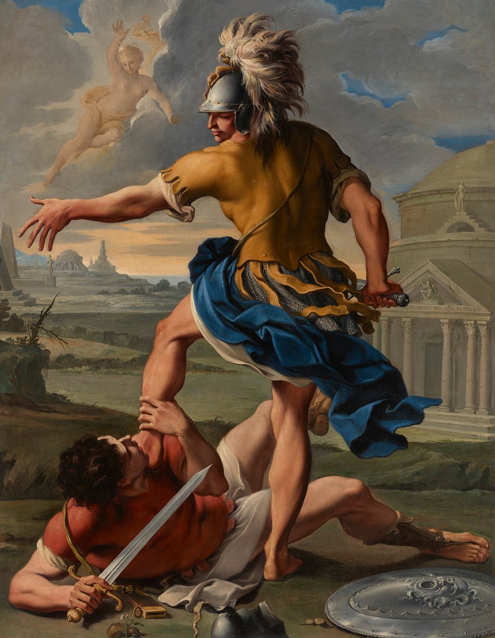 Striden mellan Aeneas och Turnus av Aureliano Milani