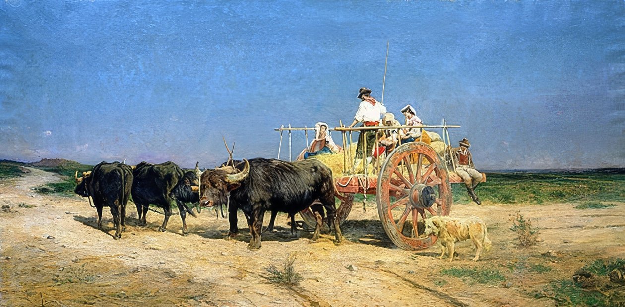 Vagn dragen av buffel av Aurelio Tiratelli