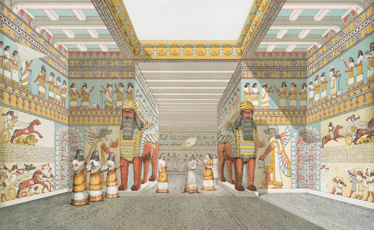Hall i det assyriska palatset (restaurerad), 1849 av Austen Henry Layard