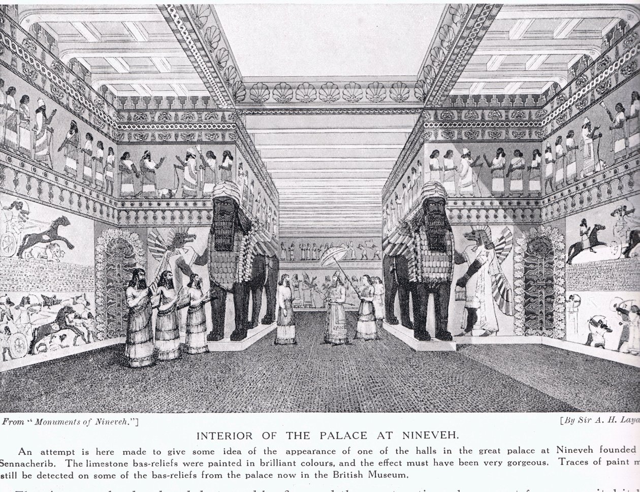 Interiör av palatset i Nineveh, illustration från "Hutchinson