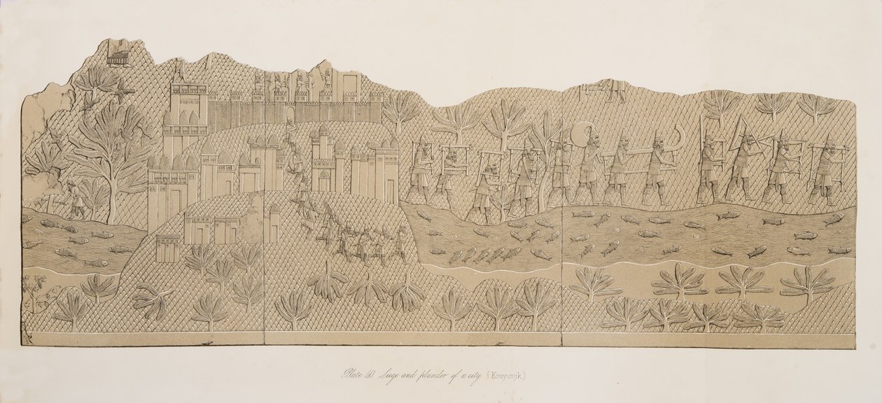 Belägring och plundring av en stad (Kouyunjik), från Monuments of Nineveh, pub. 1849 av Austen Henry Layard
