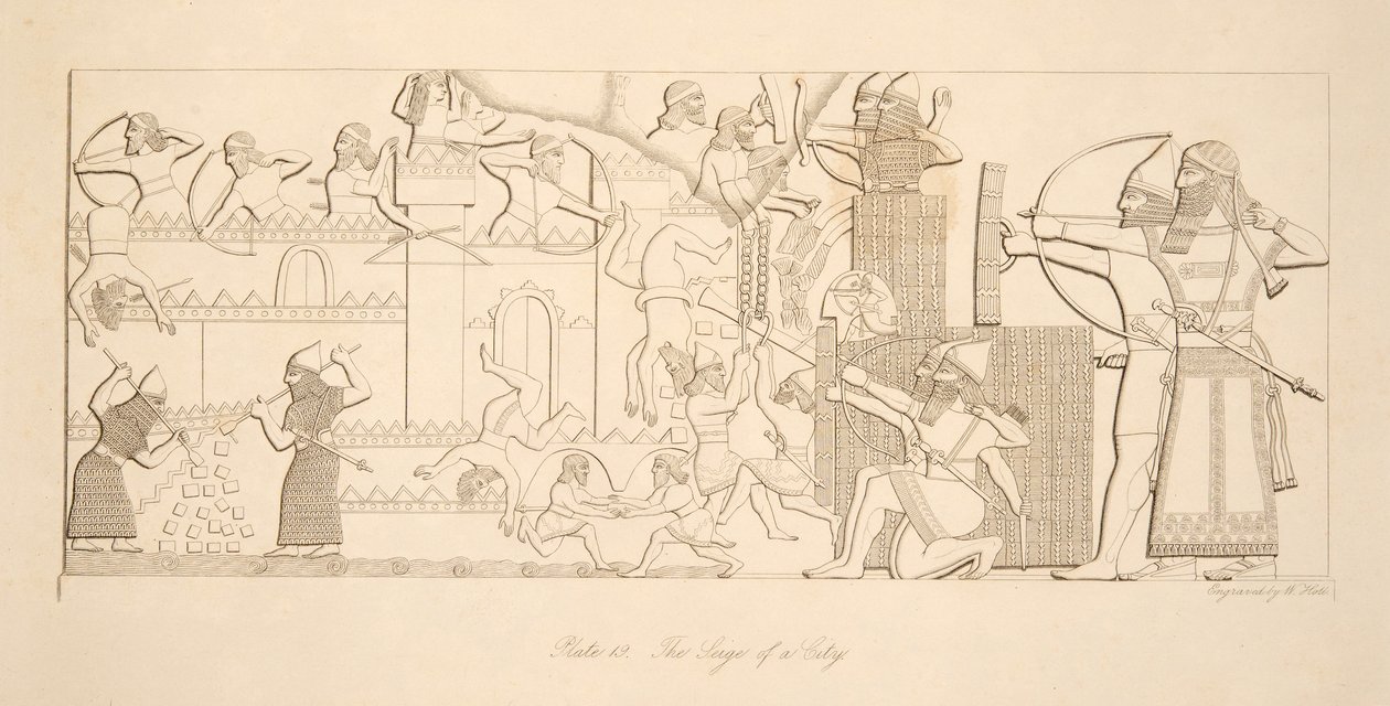 The Siege of a City, från Monuments of Nineveh, pub. 1849 av Austen Henry Layard