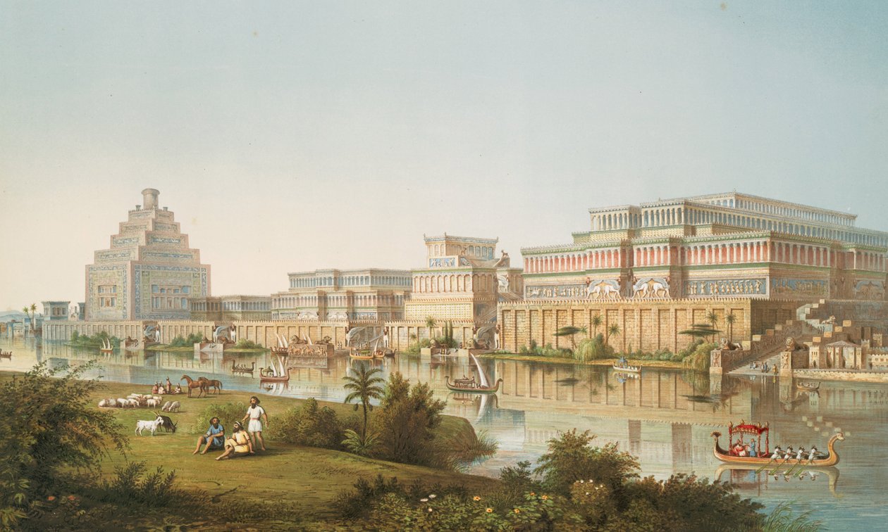Palatsen i Nimroud [Calah] restaurerade, 1853 av Austen Henry Layard