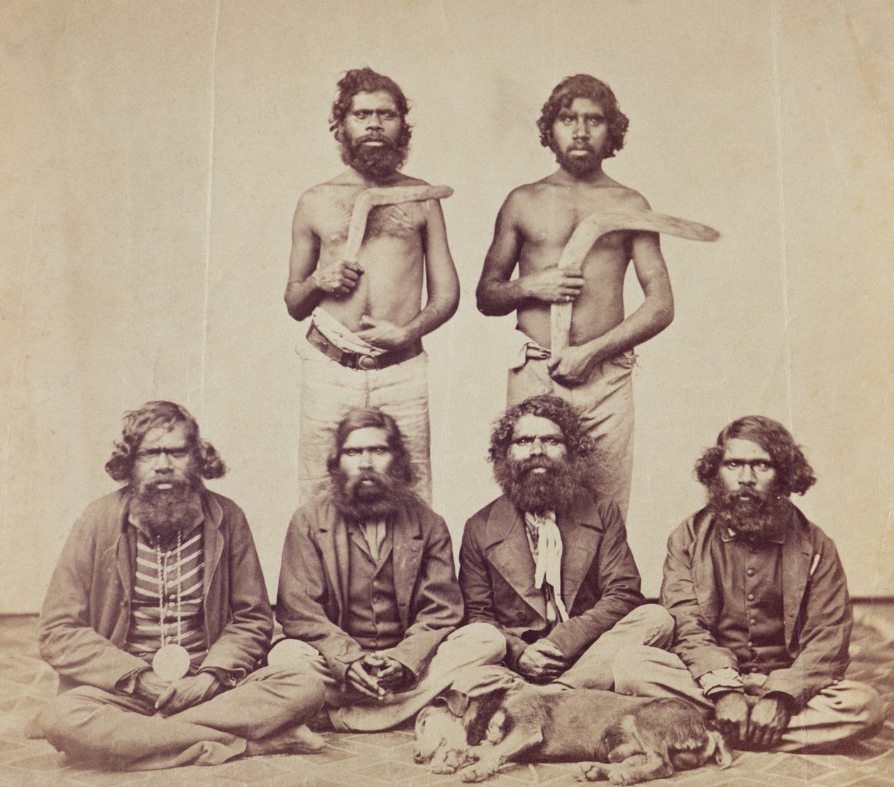 Aboriginal Men, ca 1870 (albumintryck) av Australian Photographer