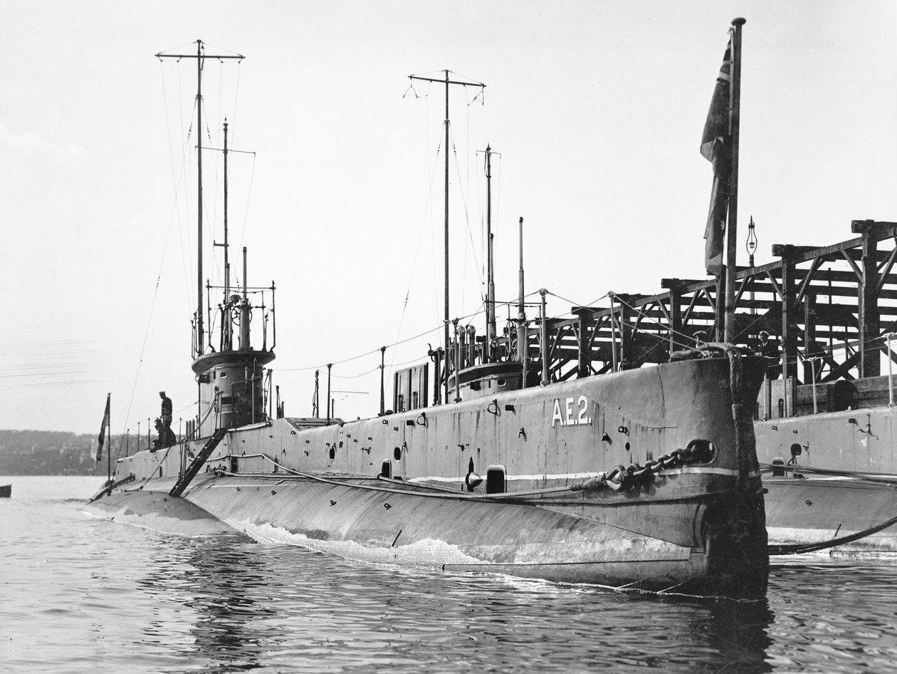Australian Navy (RAN) ubåtar AE1 och AE2, ca 1914 av Australian Photographer