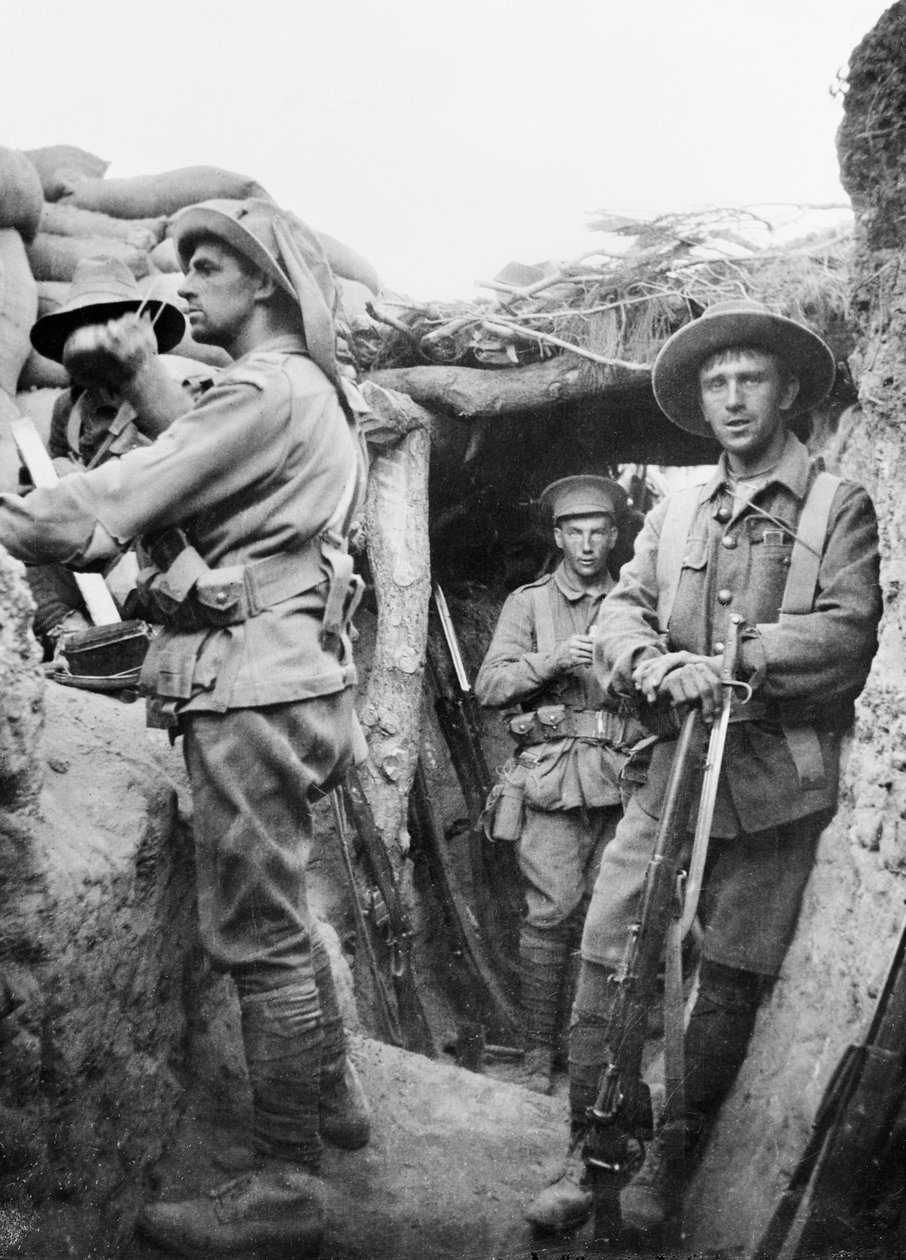 Australiska trupper i de turkiska Lone Pine skyttegravarna, 1915 av Australian Photographer