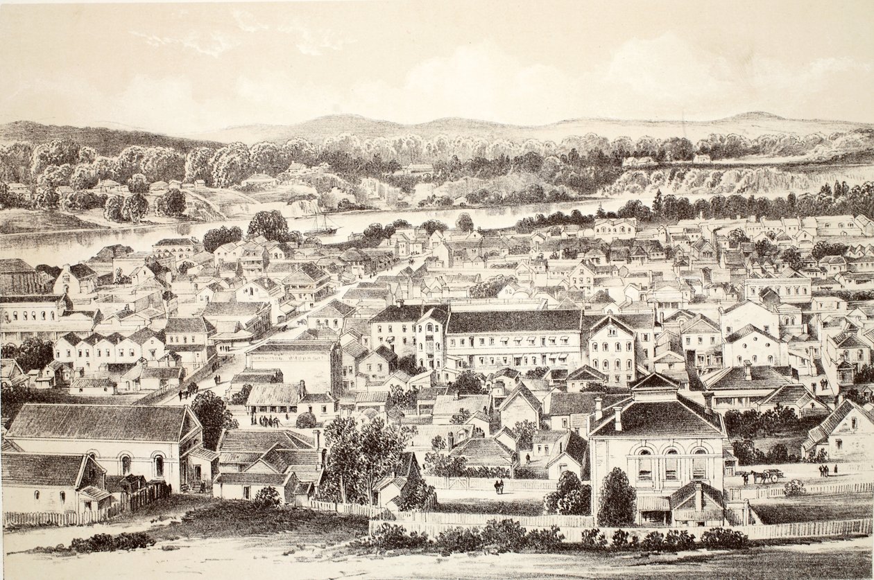 Brisbane, från The History of Australasia av David Blair, McGrady, Thomson och Niven, 1879 av Australian School