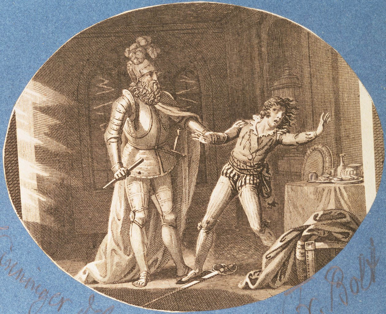 Don Giovanni och statyn av Commandantore som har vaknat till liv, Andra akten, scen iv, ur "Don Giovanni" av Wolfgang Amadeus Mozart (1756-91) av Austrian School