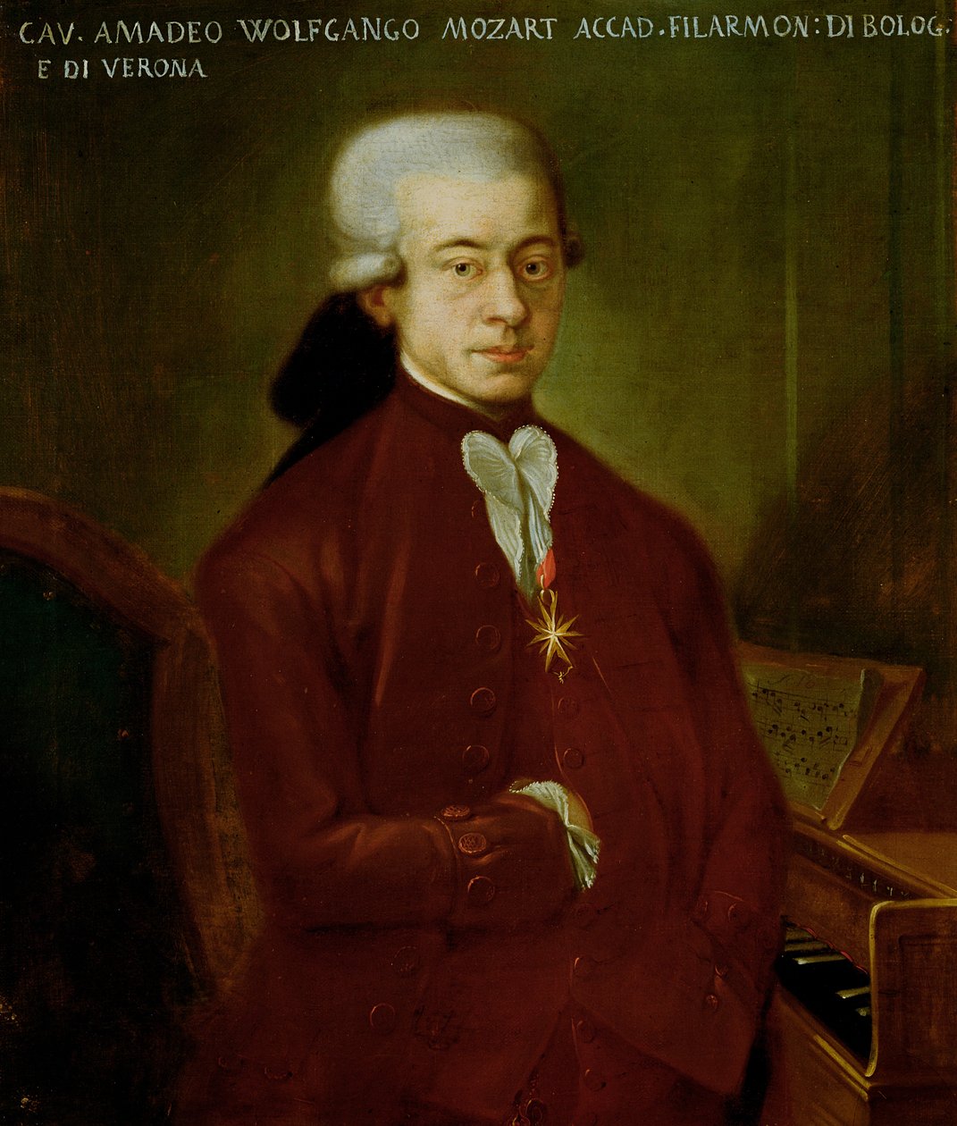 Porträtt av Wolfgang Amadeus Mozart (1756-91) efter 1770 av Austrian School