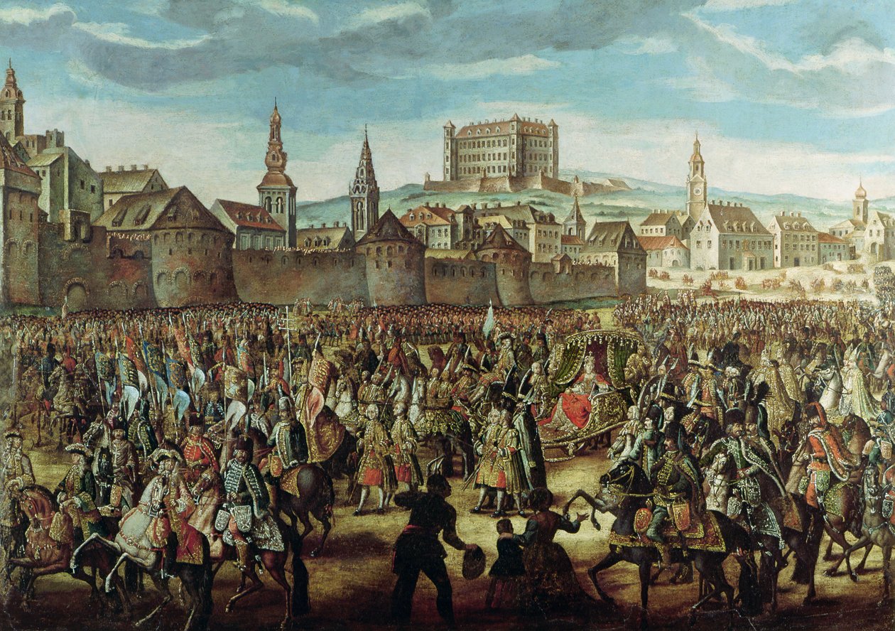Kejsarinnan Maria Theresia av Österrike (1717-80) anlände till Pressburg (Bratislava) den 25 augusti 1741 av Austrian School