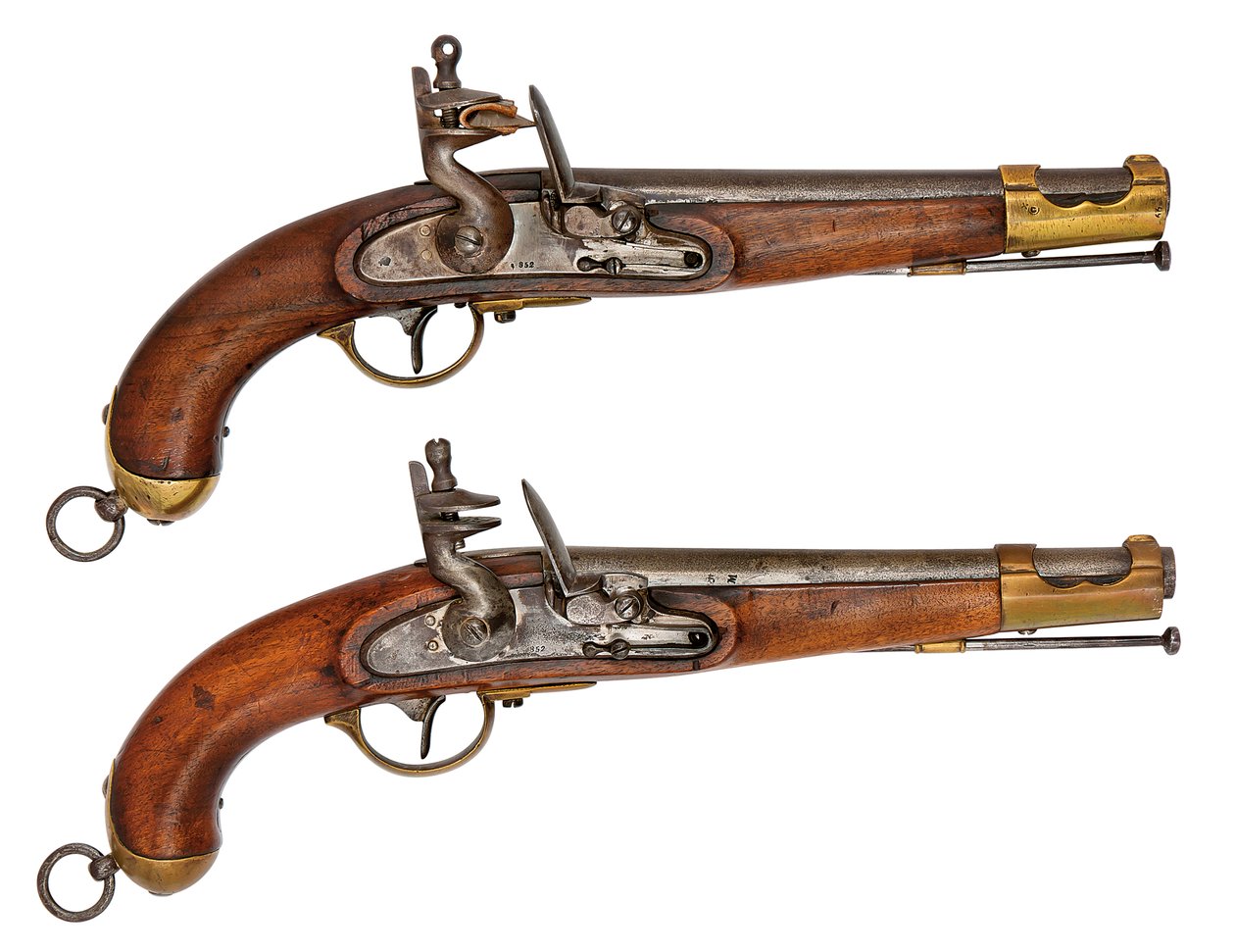 Ett stag av österrikiska 16,9 mm flintlock servicepistoler av Austrian School