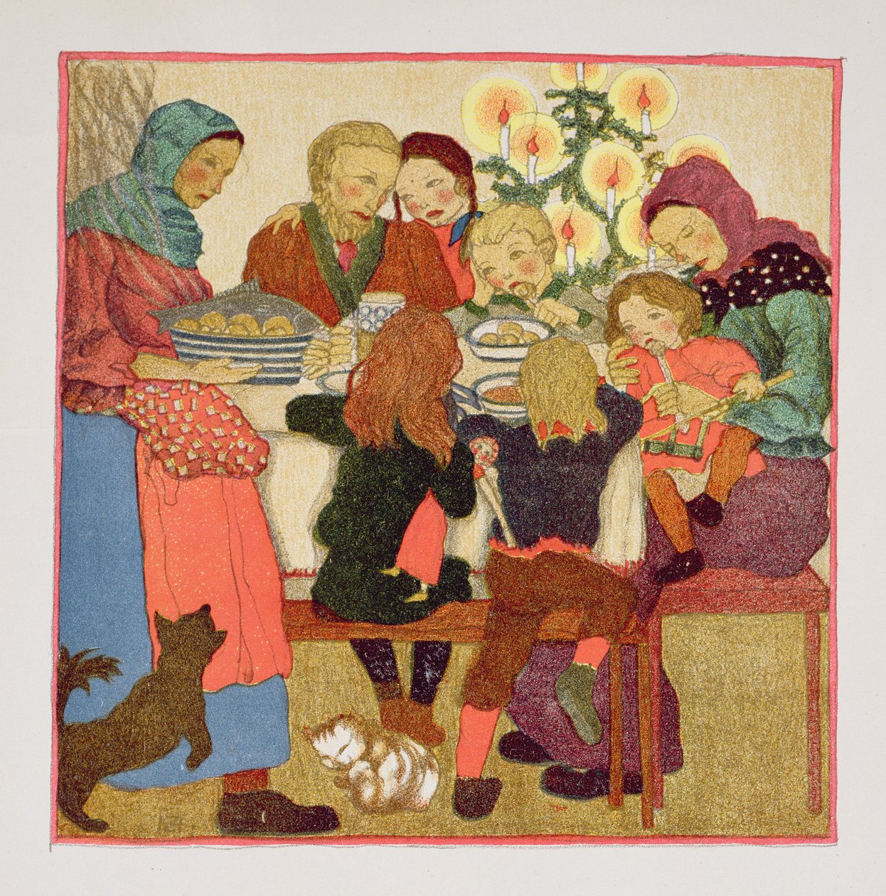Julaftonsmåltid, ca 1910, från "Christmas av Austrian School