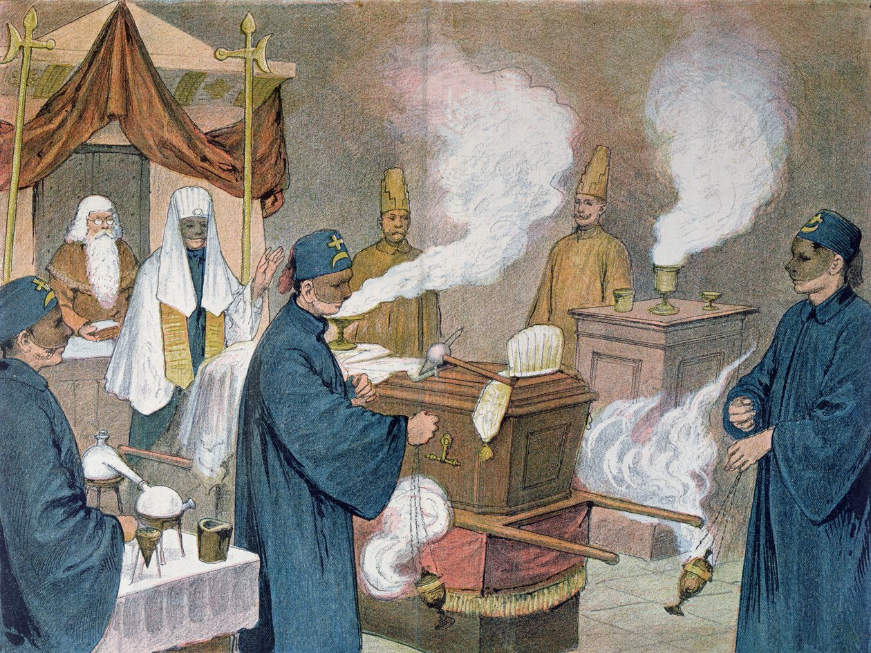 Begravning i en frimurarloge i Österrike, 1897 av Austrian School