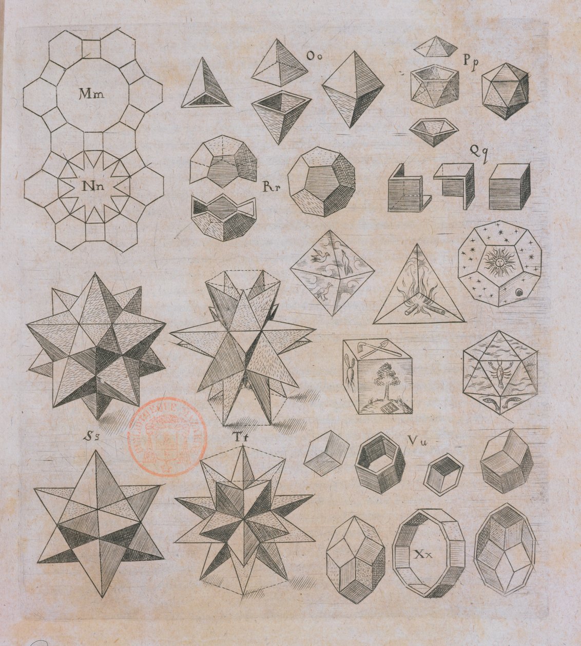 Geometriska former, från Harmonices Mundi av Johannes Kepler (1571-1630) publicerad i Linz, 1619 av Austrian School