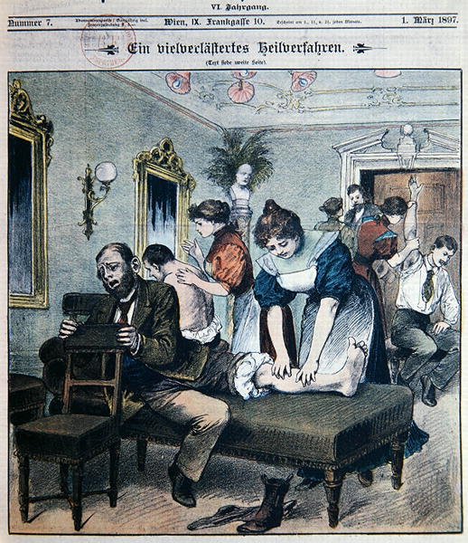 Humoristisk skildring av en amerikansk massagesalong av Austrian School