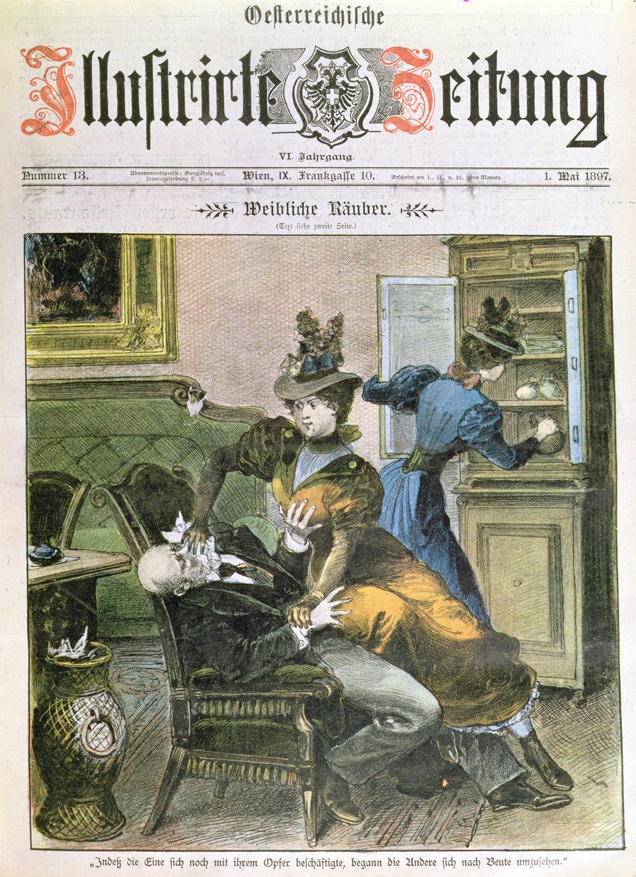 Lady Robbers, förstasidan av Illustrierte Zeitung, maj 1897 av Austrian School