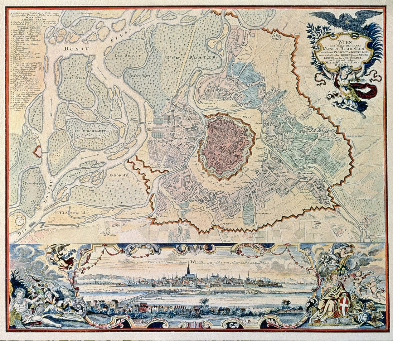 Plan över staden Wien, efter en gravyr från 1720 (gravyr) av Austrian School