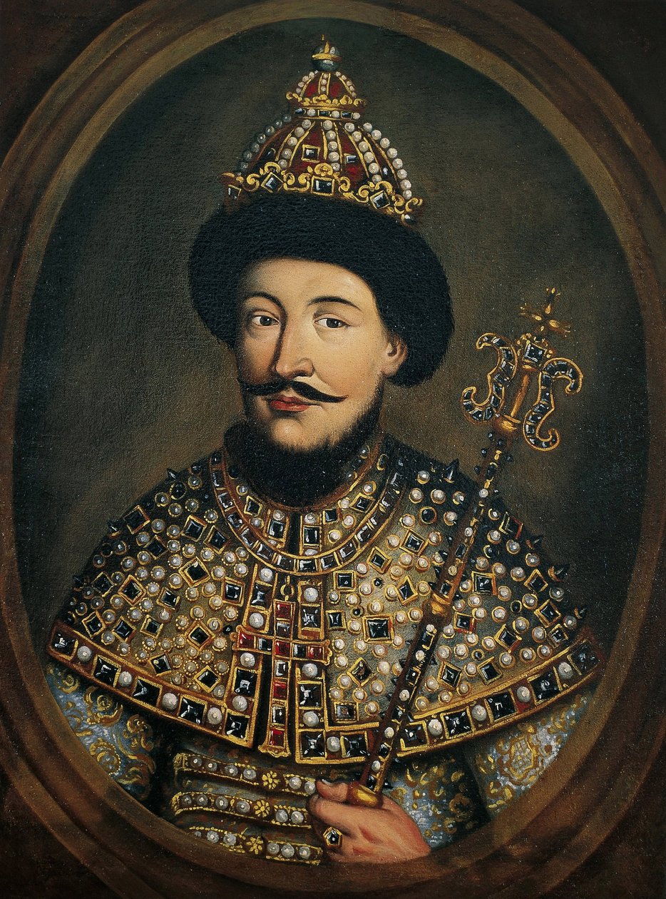 Porträtt av tsaren Alexis I Mikhailovich av Ryssland, känd som den mycket fredliga tsaren (1629-1676) - Porträtt av tsaren Alexis I Mikhailovich av Ryssland (1629-1676) av den österrikiska mästaren (aktiv ca 1440-1450) av Austrian School
