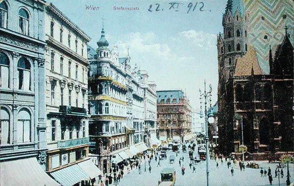 Vykort med Stefansplatsen och Stefanskatedralen, Wien av Austrian School