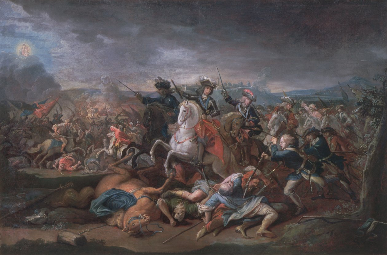 Prins Eugen av Savojen (1663-1736) vid belägringen av Belgrad, 16 augusti 1717 av Austrian School