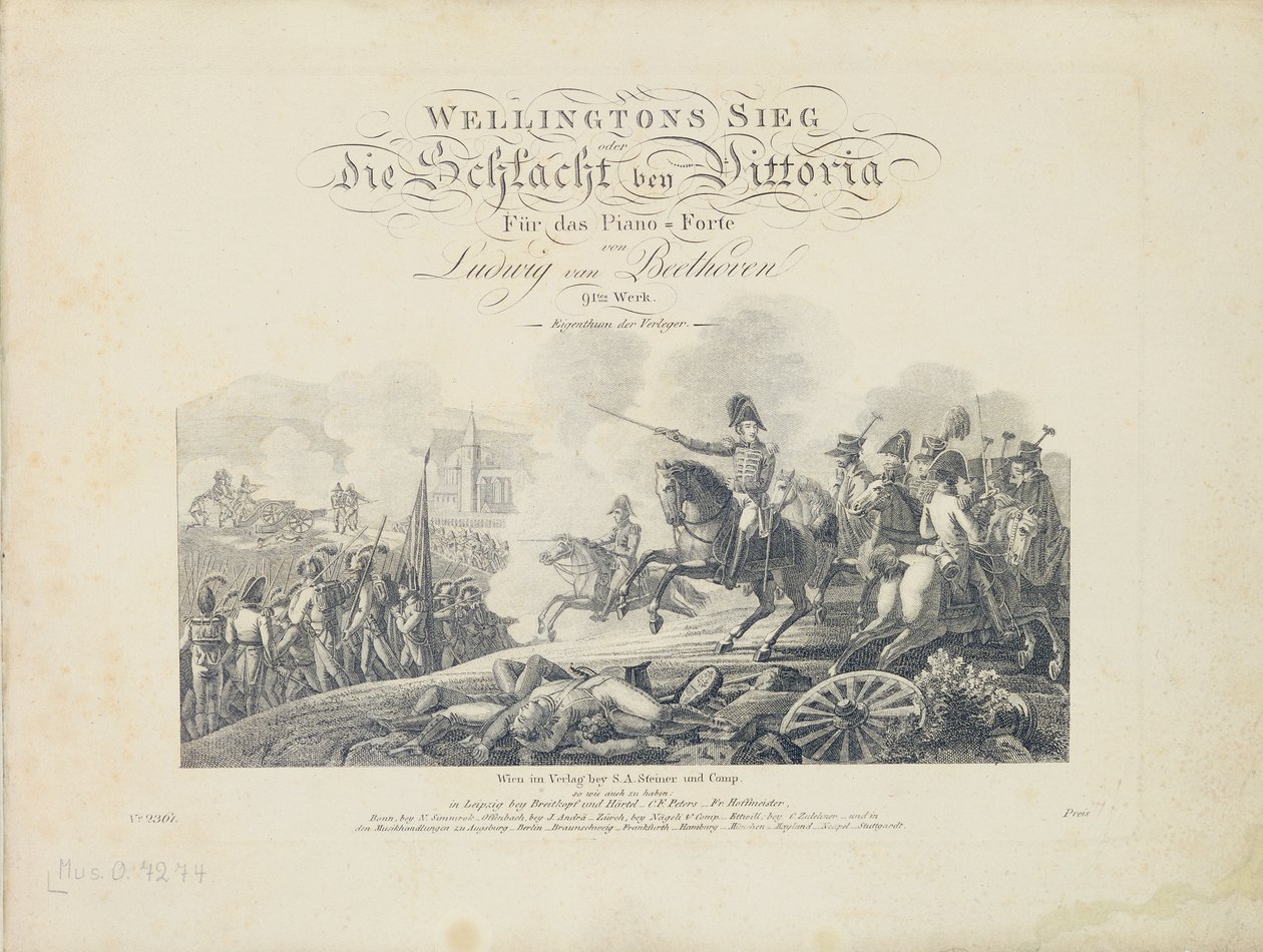 Titelsida från Wellingtons Victory, Op. 91, utgiven av S.A. Steiner & Comp., Wien av Austrian School