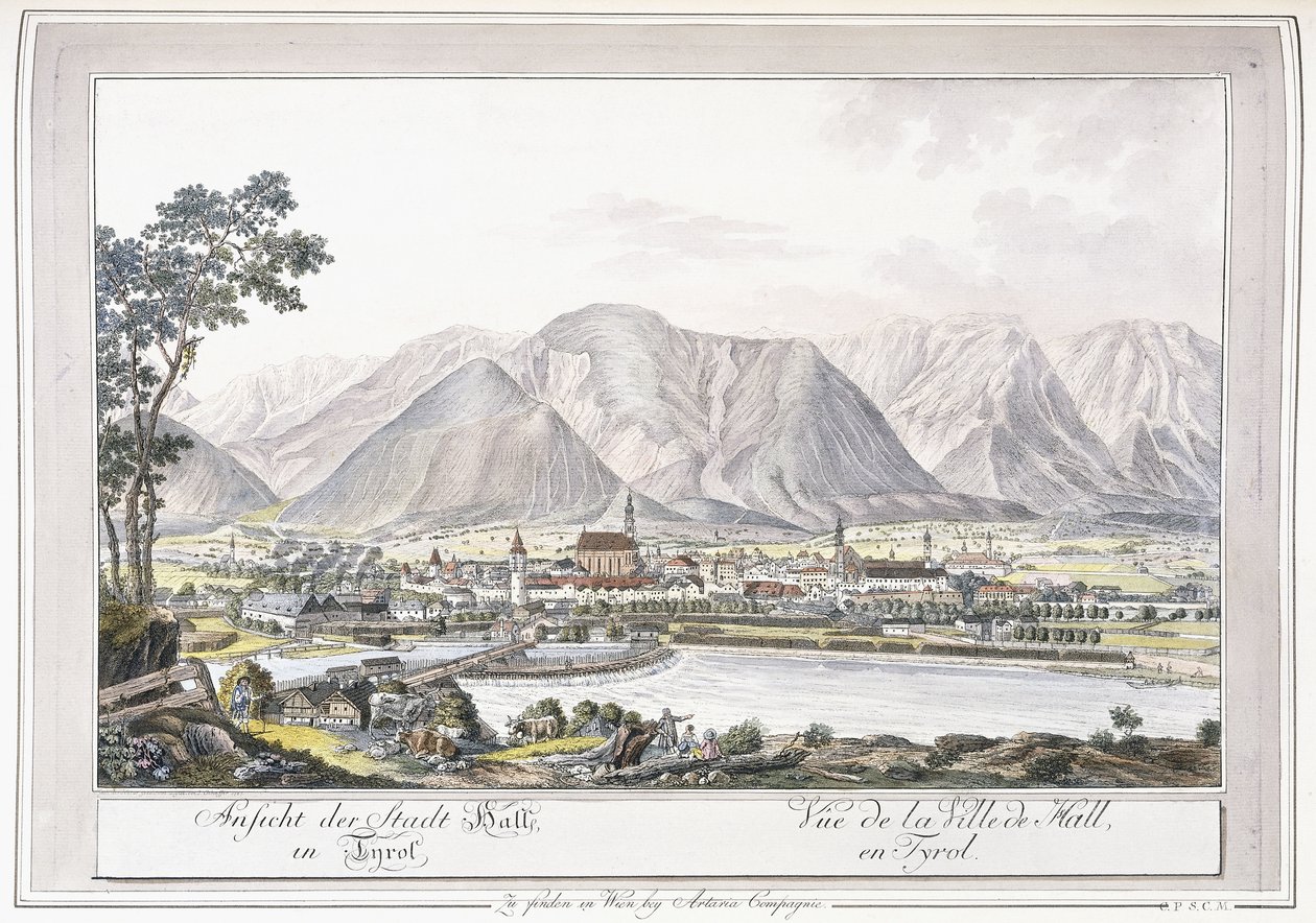 Utsikt över Hall i Tirol, 1779-1792 av Austrian School