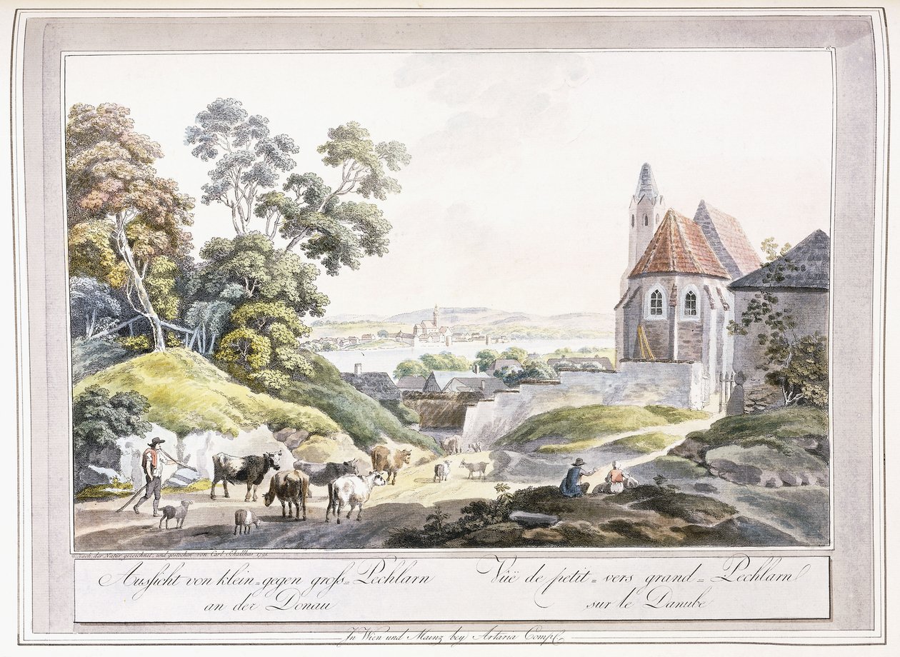 Utsikt över Lilla och Stora Pechlarn vid Donau, 1779-1792 av Austrian School
