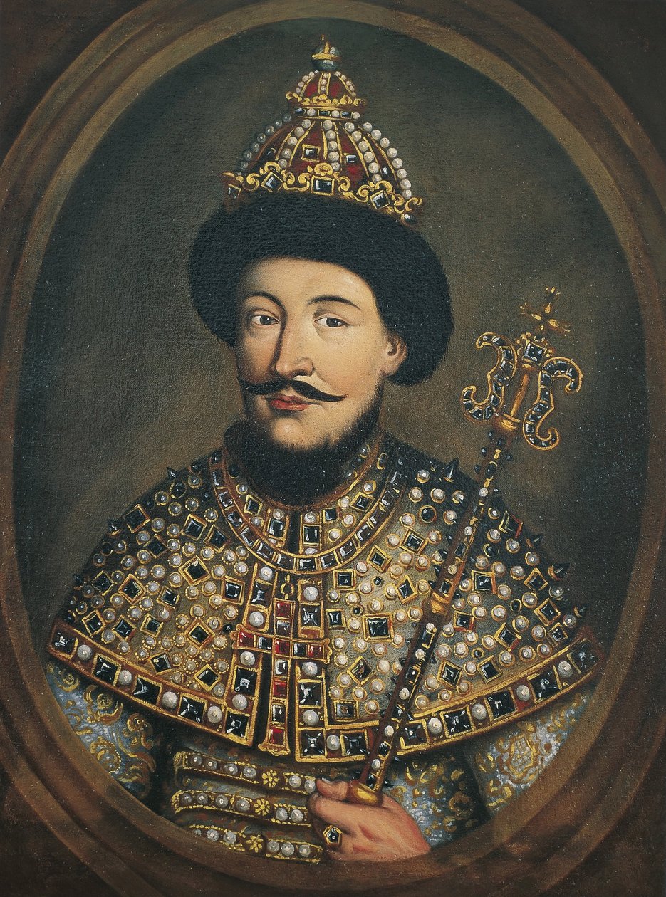 Porträtt av tsaren Alexis I Mikhailovich av Ryssland 1629-1676, 1670-talet av Austrian master