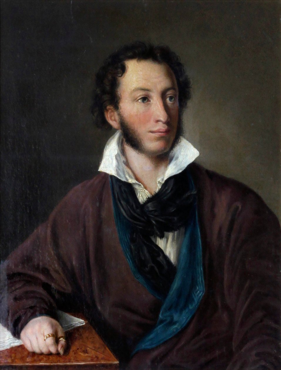 Porträtt av författaren Alexander S. Pushkin 1799-1837 Kopia efter V. Tropinin, 1827 av Avdotya Petrovna Yelagina
