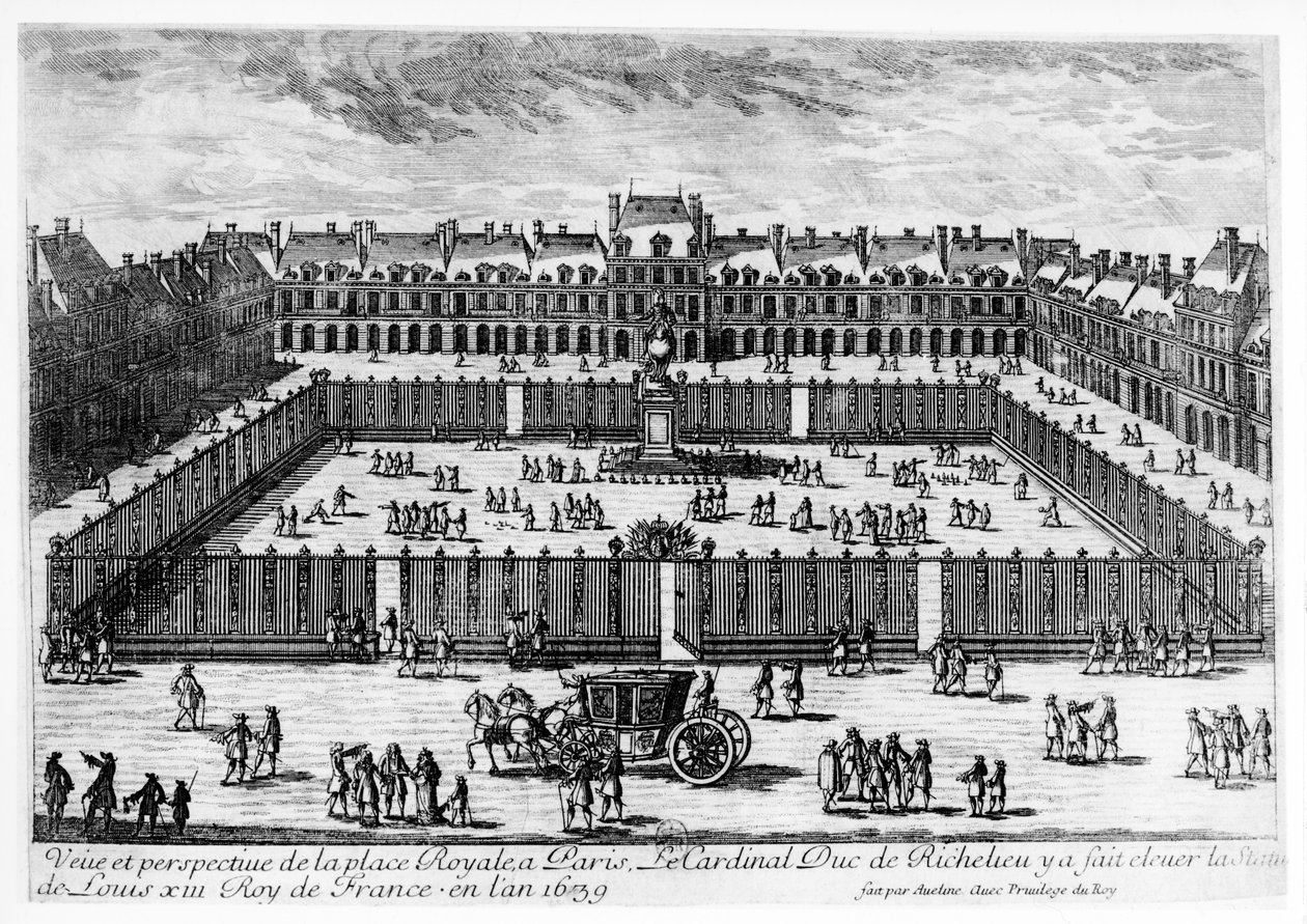 Perspektivvy av Place des Vosges av Aveline Family
