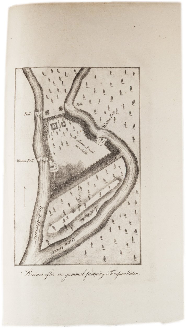 Ruinerna av ett gammalt fort i Tennessee, från en Atlas of the United States, 1824 av Axel Leonhard Klinckowström