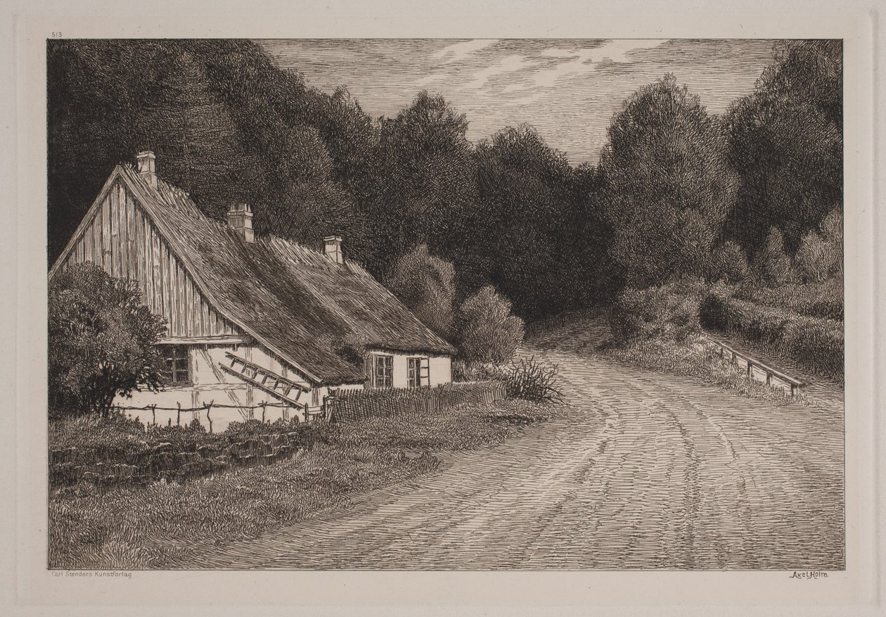 Bondgård vid skogen av Axel Holm