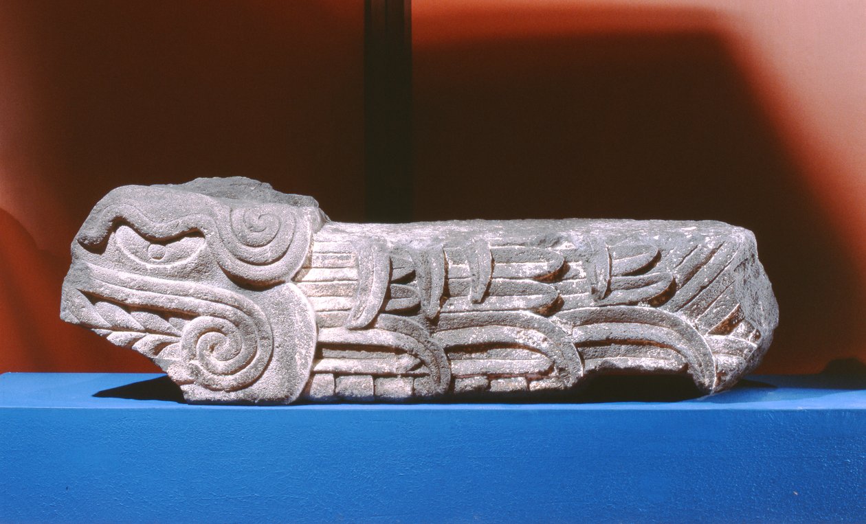 Quetzalcoatl den befjädrade ormen, sen efter klassisk period (1300-1521) av Aztec