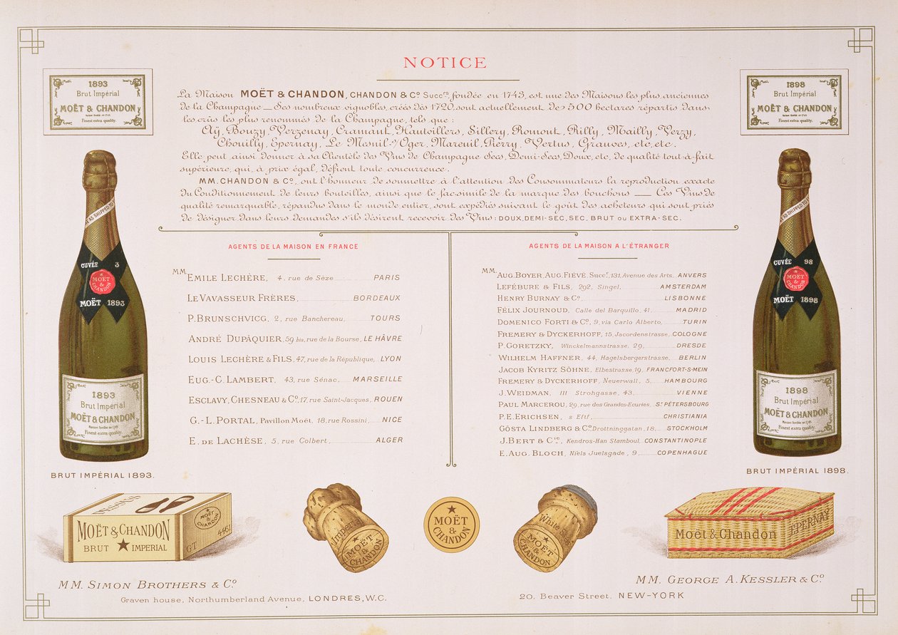 Agenter över hela världen och prover på förpackningar, från Le France Vinicole, pub. av Moet & Chandon, Epernay av B. Arnaud