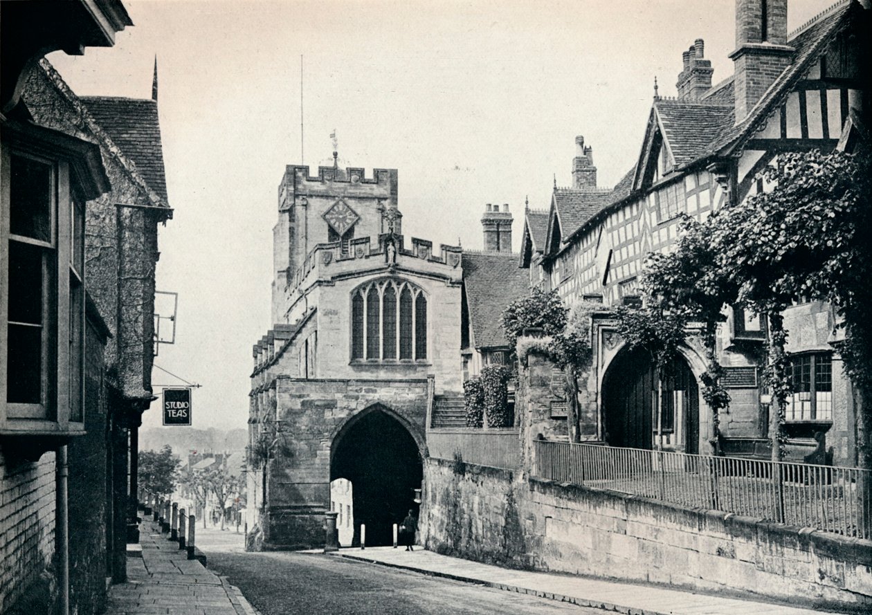St James Church över West Gate, Warwick, Warwickshire, 1929 av BC Clayton