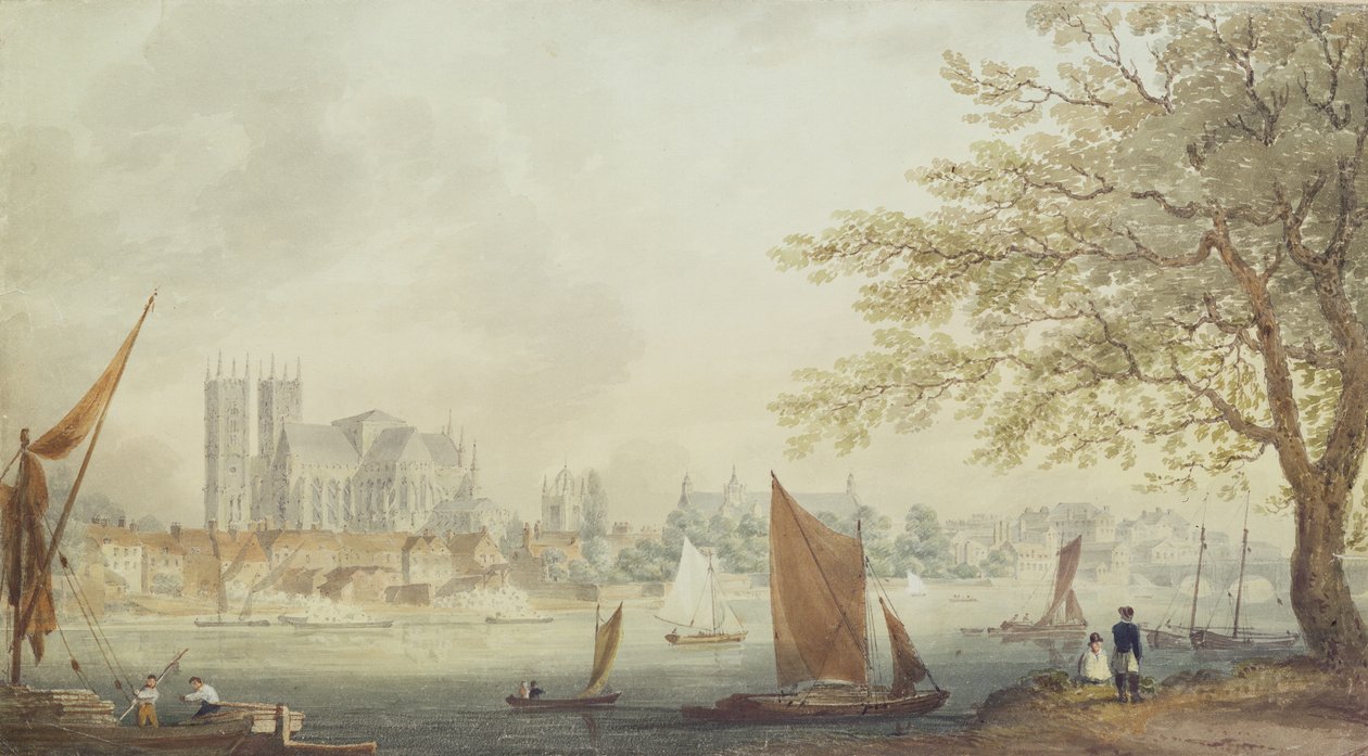 Från Lambeth Walk, 1792 (akvarell på papper) av B.W. Turner