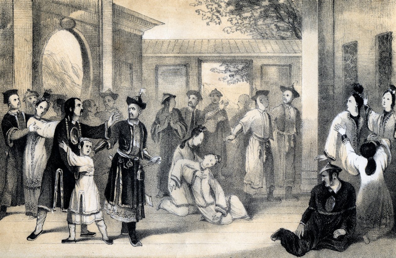 "Det kinesiska folket sålde för slavar av tartarerna, efter deras erövring av Zinguis-Khan", 1847. av B Clayton