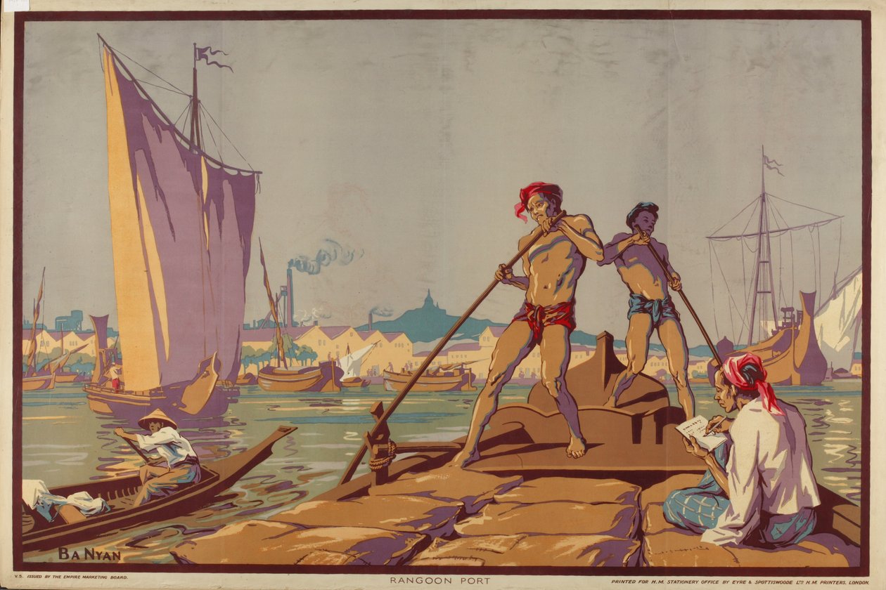 Rangoon Port, från serien "Burma: A Land of Rich Resources" av Ba Nyan