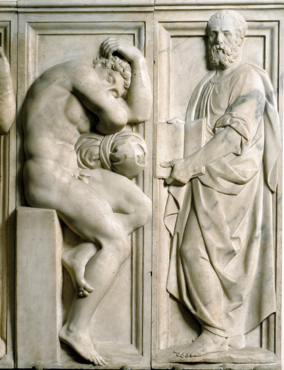 Prophete and Ignudo Low marmorrelief av Baccio Bandinelli (1493-1560) av Baccio Bandinelli