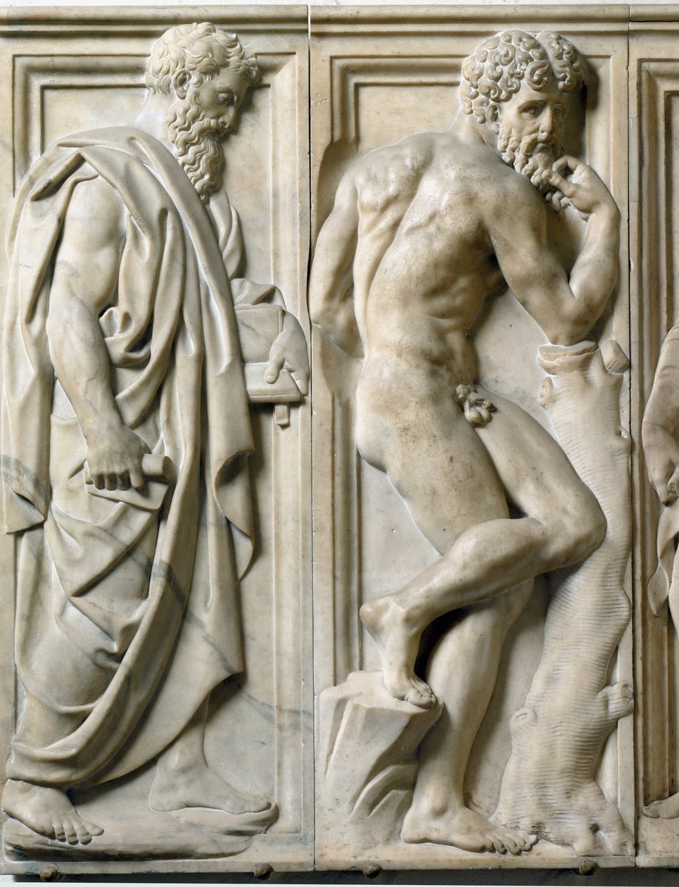Prophete and Ignudo Low marmorrelief av Baccio Bandinelli (1493-1560) av Baccio Bandinelli