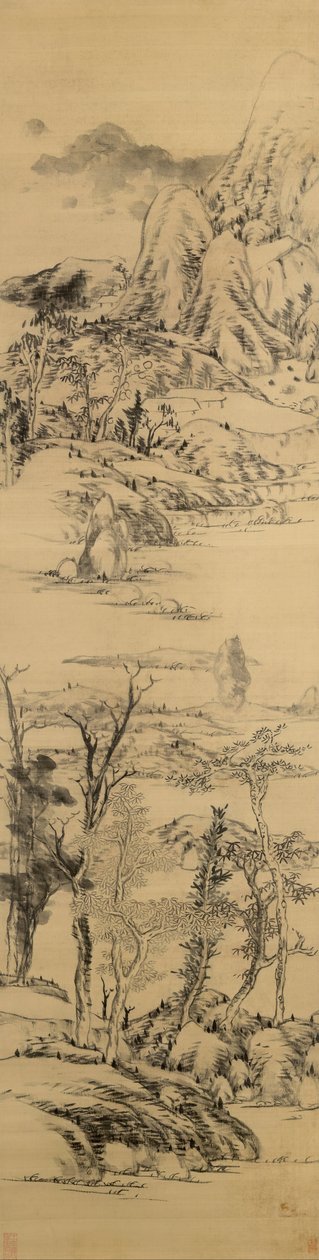 Landskap i stil med Wang Meng, (ca 1309-1385) av Bada Shanren