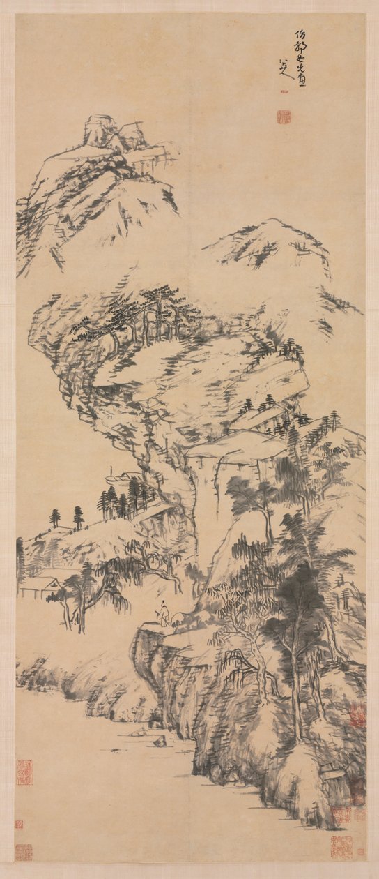Landskap efter Guo Zhongshu, mitten av 1600-talet-1705. av Bada Shanren