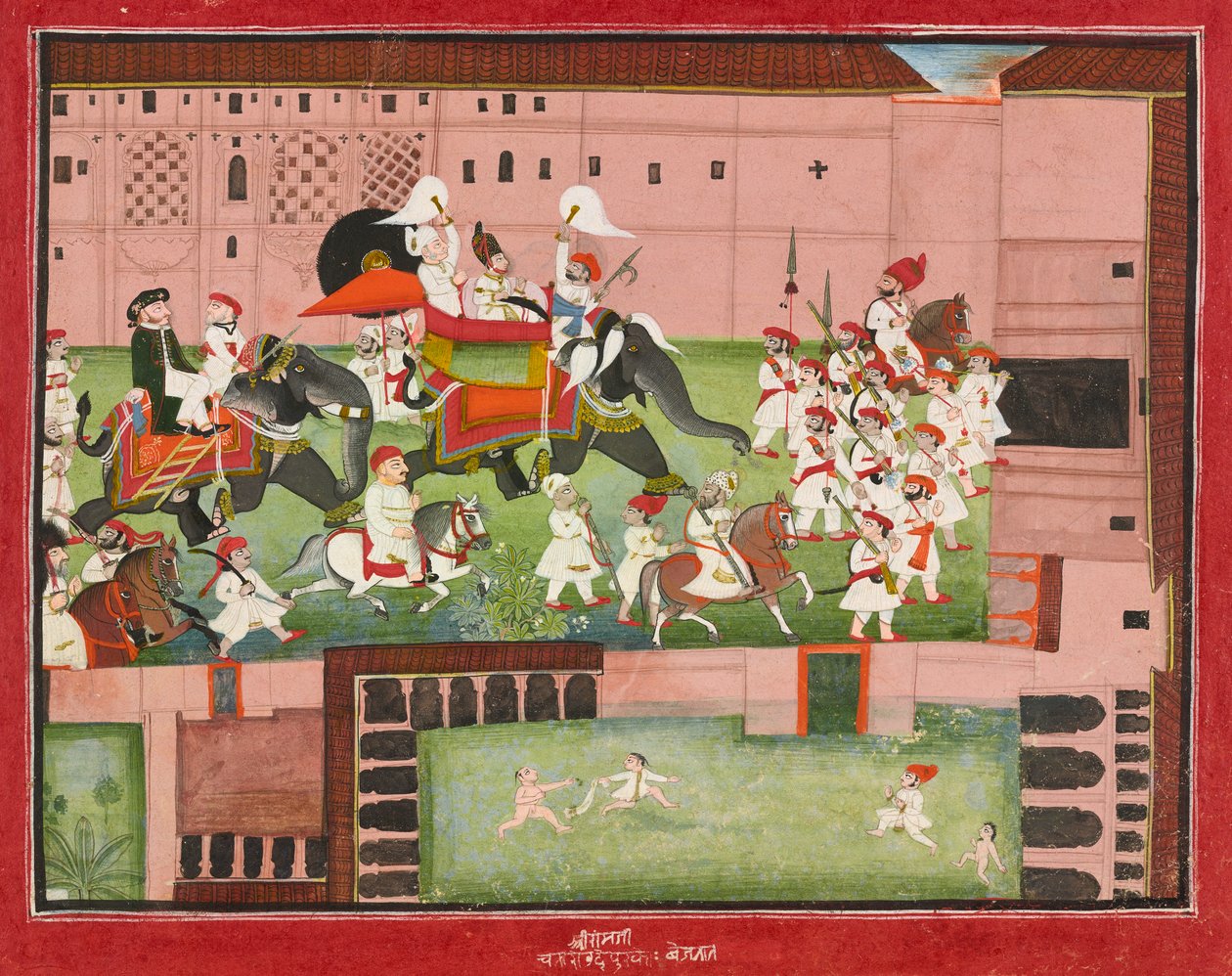 M. Balwant Singh med överste Borthwick, daterad 1825. av Baijnath