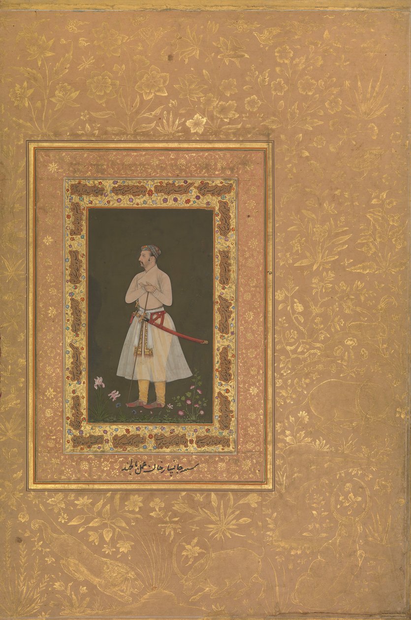 Porträtt av Jahangir Beg, Jansipar Khan, Folio från Shah Jahan Album, ca. 1627 av Balchand