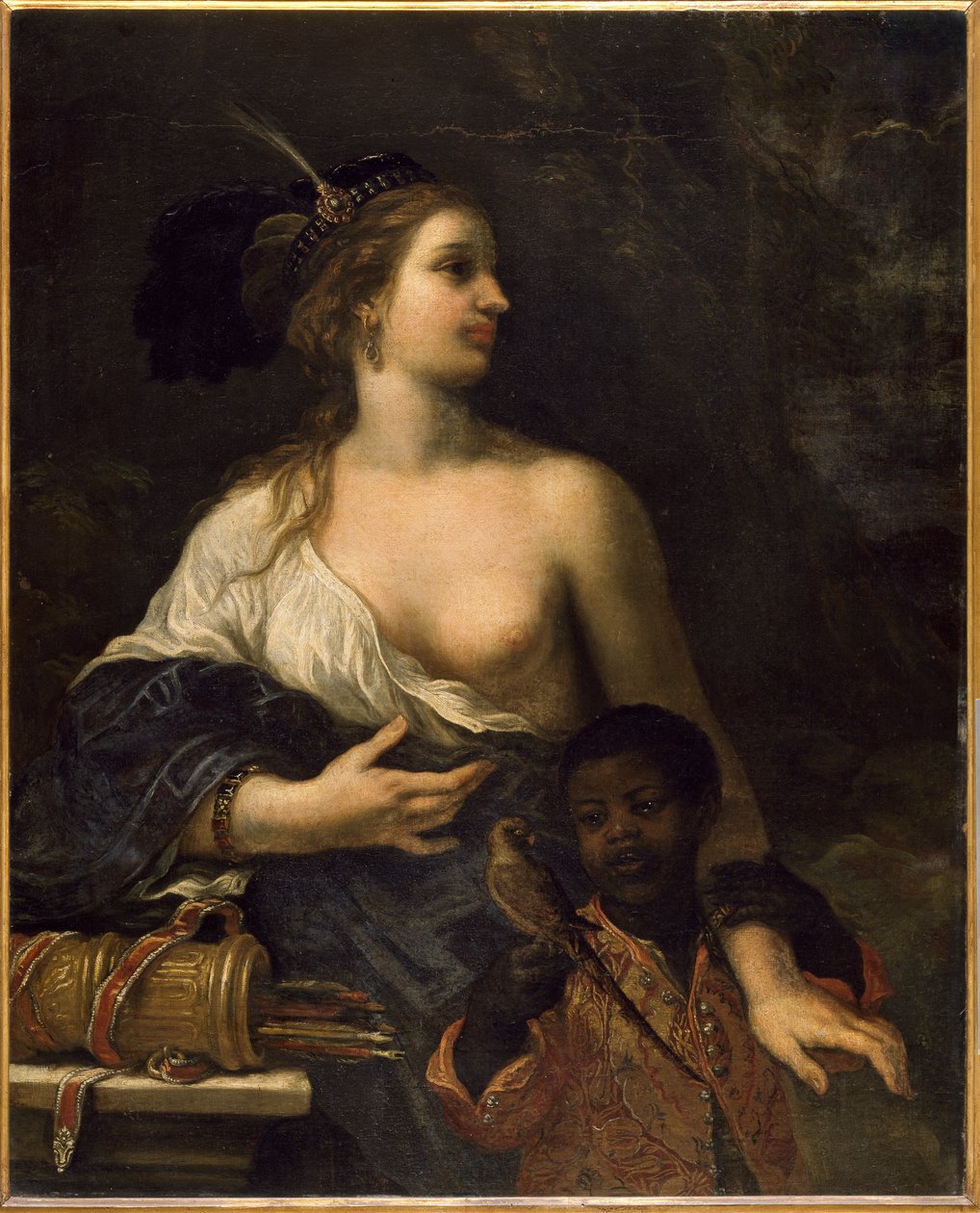 Turkisk kvinna med svart barn, ca 1650-1670 (olja på duk) av Baldassare Franceschini
