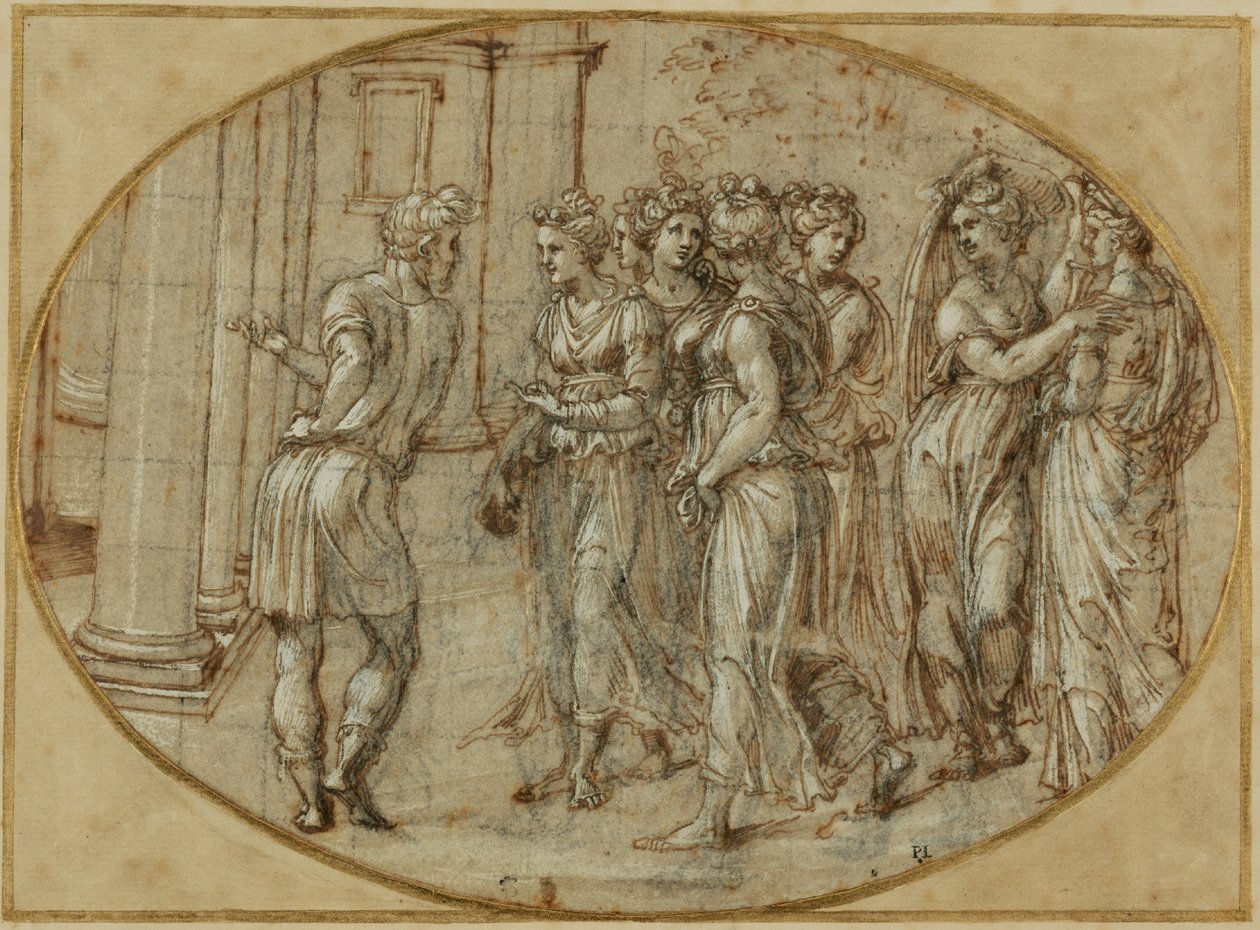 Odysseus och Lykomedes döttrar av Baldassare Peruzzi
