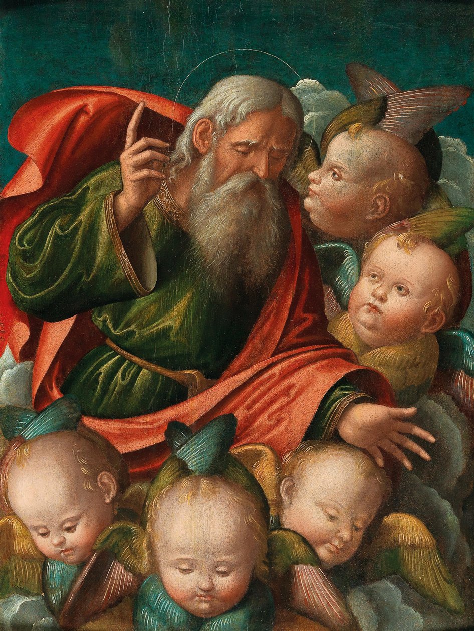 Gud Fadern, omgiven av änglar, 1510-talet. av Baldassarre Carrari the Younger