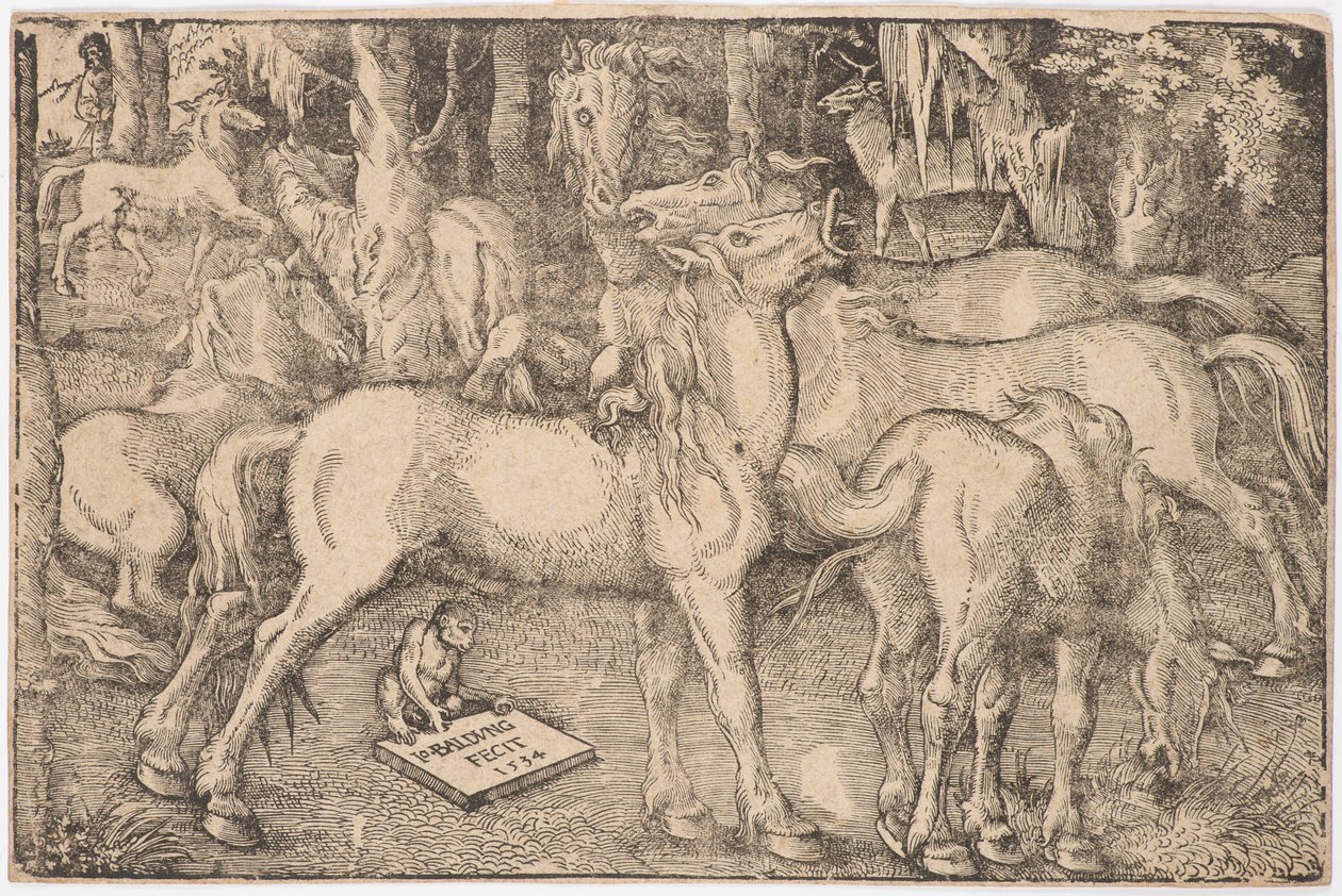 Grupp med sju hästar, 1534. av Baldung